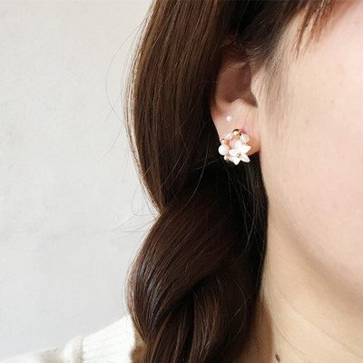 手工珍珠白月光石贝壳防过敏花朵