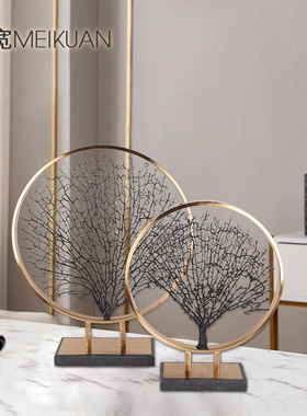 客厅摆件简约精美海铁树电镀拉丝防锈防潮金属家装饰品铁艺摆件