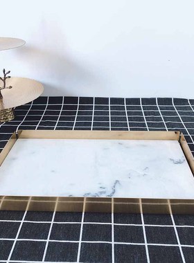 北欧轻奢风创意天然大理石托盘寿司盘甜品餐盘面包砧板首饰收纳盘