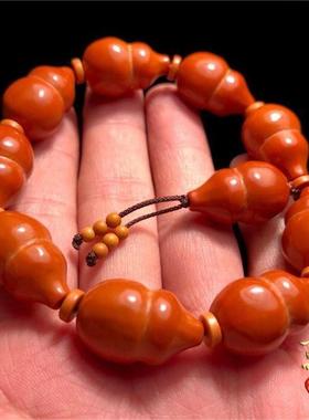 手雕橄榄核手串雕刻文玩葫芦手链男素核正圆光珠核雕单籽圆珠素串