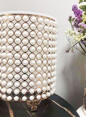 网红北欧风创意家用客厅圆柱垃圾桶厨余仿珍珠置地垃圾桶