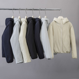 简约保暖棉服 轻量化休闲连帽棉服秋冬修身 气绒服 两面穿