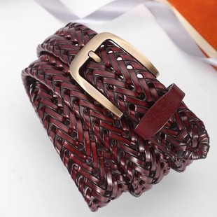 纯手工编织皮带男士复古真皮腰带青年学生针扣裤袋百搭潮中年轻人