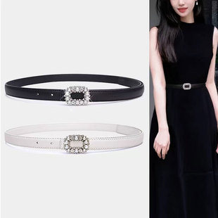 高级感腰带女细装饰连衣裙配裙子时尚百搭黑色白色夏天配饰小皮带