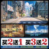 动漫二次元 风景海报超大墙贴学生宿舍卧室墙贴纸唯美壁画自粘定制
