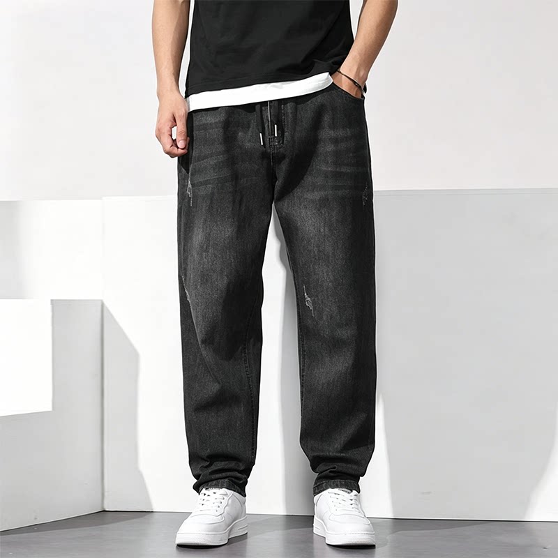 2026春夏大码男士休闲裤新款加肥加大宽松运动裤胖子牛仔长裤