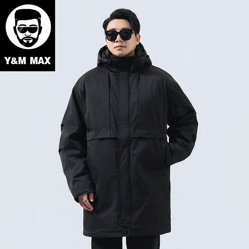 大码加厚棉衣男士冬防寒保暖外套加肥加大户外连帽中长款棉服