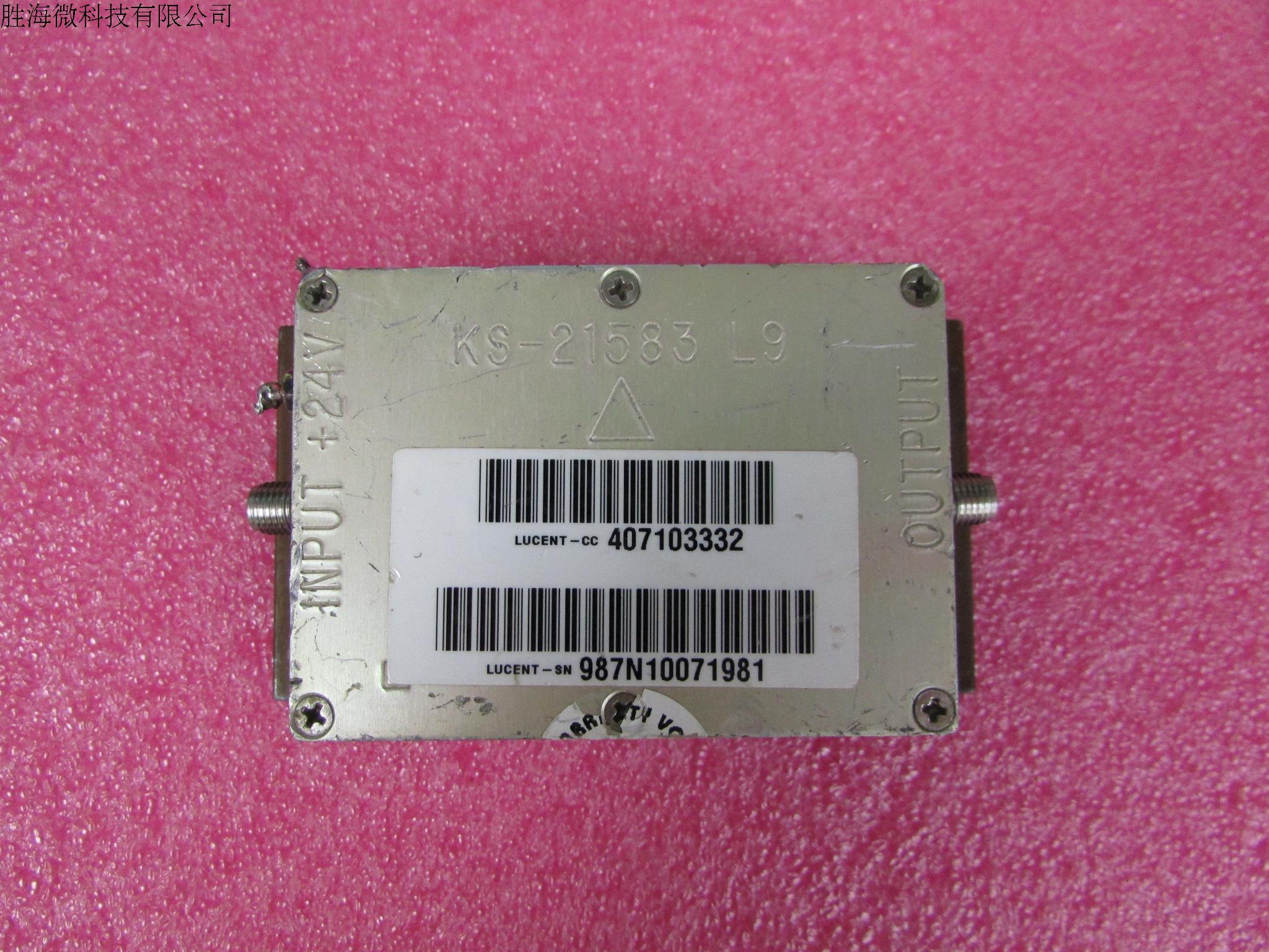 进口KS-21583  750-900MHz 40dB SMA 射频微波低噪声放大器 质量包好，包能用  可提供详细测试图 工作频率：750-900MHz  增益: 40dB 输出功率: 15dBm 工作电压：+24V/180MA 接头： SMA母 增益测试图片，测试的时候加了一个 -