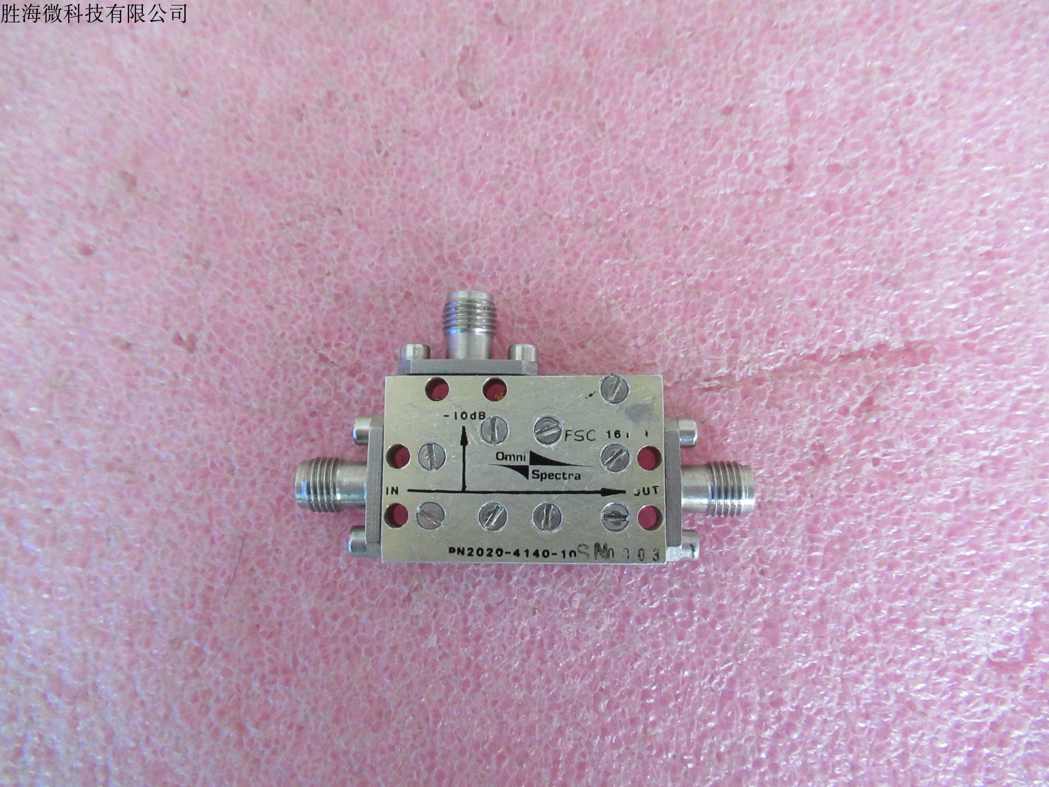 M/A-COM  5-18GHz  10dB SMA RF射频微波同轴定向耦合器  型号：2020-4140-10 工作频率：5-18GHz  插入损耗(MAX)：1dB 最大平均功率：50瓦 耦合度：10dB 接头： SMA母