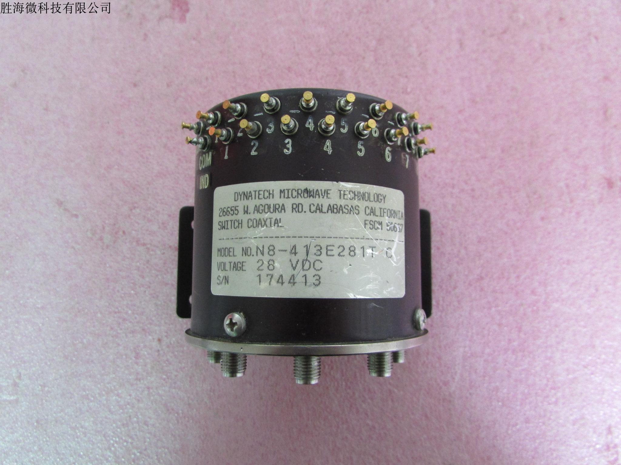 进口 N8-413E281T  DC-18GHz SMA 28V  SP8T 射频微波高功率同轴开关 频率范围：DC-18GHz  插损：0.3dB 隔离度：80dB 工作电压：28V 控制