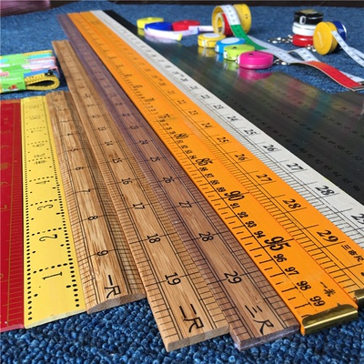 一米竹尺教学教具木质用尺
