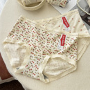 彩田内裤女中腰25秋新款莫代尔棉印花甜美少女生短裤蕾丝边7A抑菌