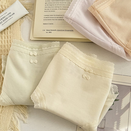 韩系~彩田25年新款中腰少女全棉学生甜美蝴蝶结石墨烯7A抗菌三角