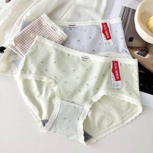 10A抗菌三角裤 中腰棉莫印花甜妹少女短裤 女25年秋冬新款 彩田内裤