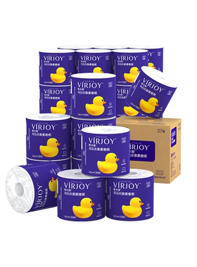 Virjoy唯洁雅厚柔系列有芯卷纸卫生纸厕纸可冲马桶4层140g27卷