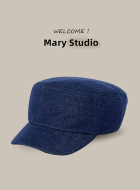 汉麻棉平顶骑士帽 啾啾同款复古报童帽帽时尚网红女大小头围帽子