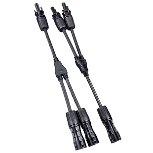 1500V MC4光伏连接器Y型三通二并一光伏组件并联接头一分2转接头
