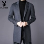 Playboy áo len dài nam mùa thu và mùa đông Hàn Quốc áo khoác giản dị thanh niên áo gió nam - Áo len áo khoác sơ mi