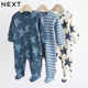 英国NEXT进口婴儿长袖 连体衣新生儿包脚爬服宝宝春秋星星纯棉哈衣