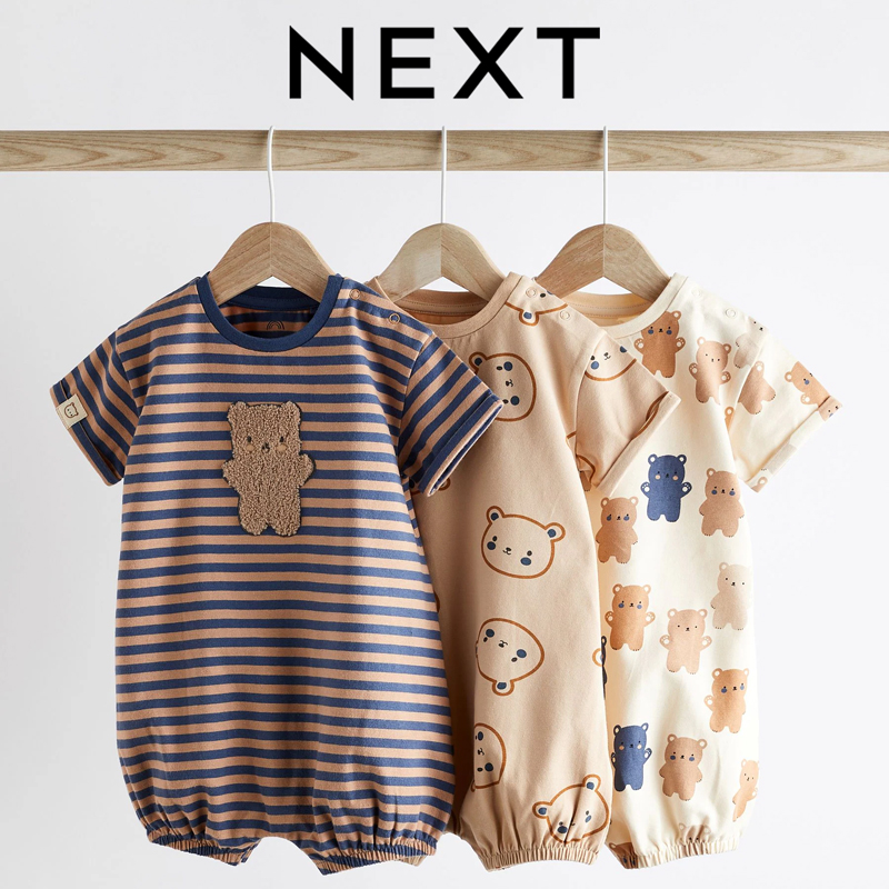 英国NEXT进口夏短袖婴儿小熊哈衣
