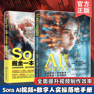 赠视频 2册 Sora掘金一本通 AI短视频原理提示词到商业盈利+AI数字人从制作到商用 电商带货视频教学广告营销生活服务 正版书籍
