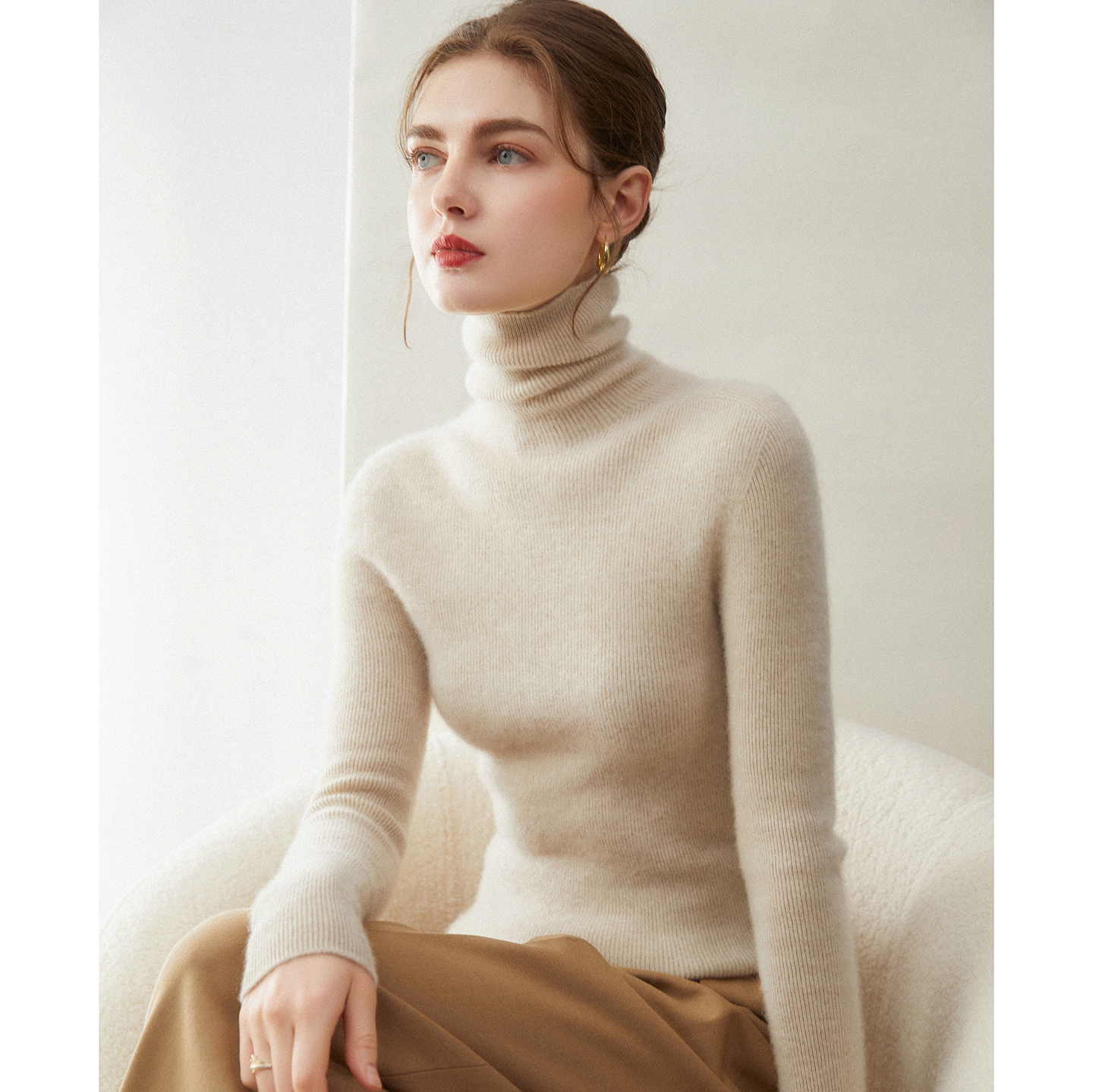 秋冬新款羊绒衫女100纯羊绒高领