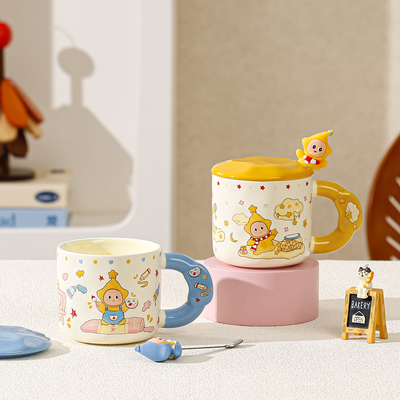 星星人陶瓷马克杯卡通便携水杯