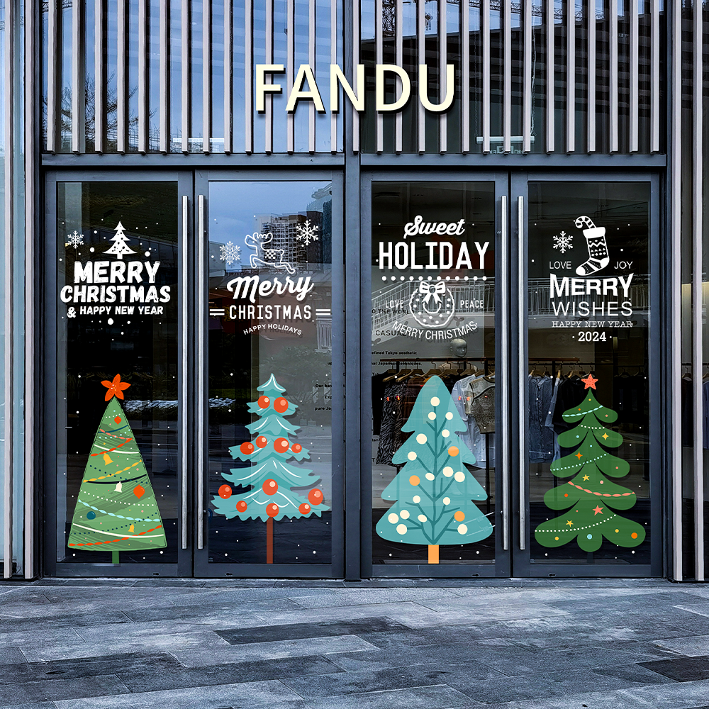 美果果圣诞树静电贴纸场景布置