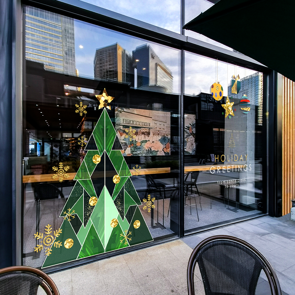 美果果圣诞静电吸附防水玻璃贴纸