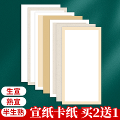 加厚宣纸卡纸半生熟国画镜面生宣熟宣纸空白书法绘画专用纸画框纸水彩画软卡长方形画纸镜片纸练字装裱作品纸