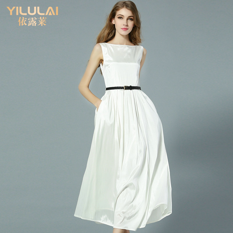 面料有光泽 一字领 三色可选 配送黑色腰带