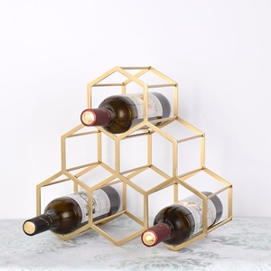 高档欧式蜂窝样板房间红酒架摆件简约现代金属古铜色装饰客厅酒柜