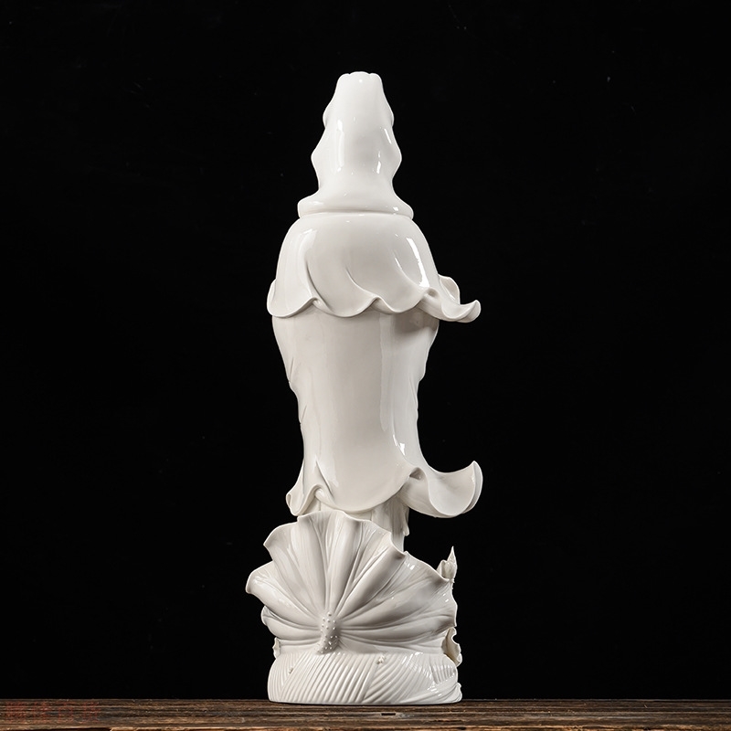 德化陶瓷27吋滴水观音佛像家用居家供奉摆件 白瓷南海观音菩萨像