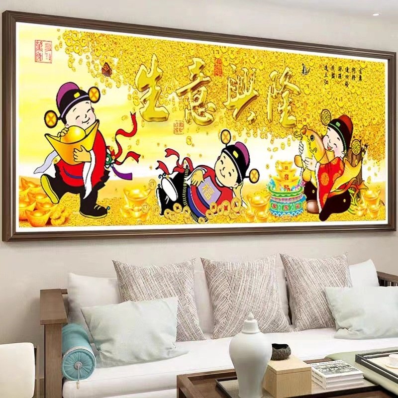 5d钻石画满钻新款生意兴隆十字绣客厅财源广进点贴砖石画