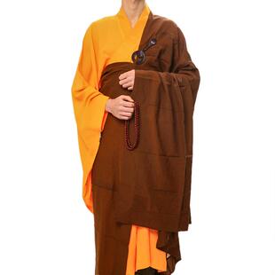 新款【弘通】大叶七衣僧服男僧衣秋季宽叶袈裟和尚咖啡色/不易皱/