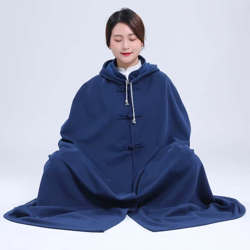 男女居士服纯棉加绒打坐披风禅修静坐观音斗篷打坐披肩僧服春秋款