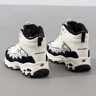 斯凯奇女鞋2025新款运动鞋加绒保暖鞋厚底老爹鞋复古拼接休闲鞋