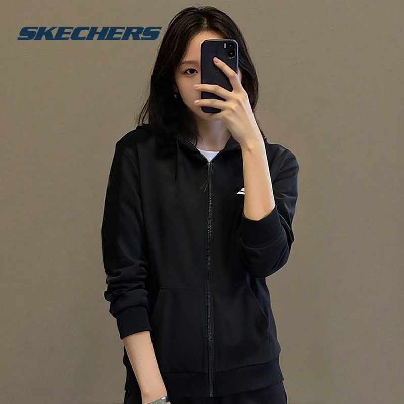 斯凯奇男女同款柔软针织上衣官方正品连帽运动服黑色长袖夹克外套,运动服/休闲服装,运动茄克/外套,淘宝优惠券,粉丝福利购,淘宝优惠卷