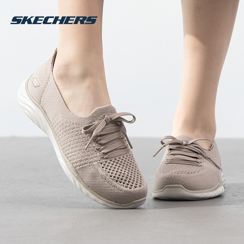 斯凯奇春季女鞋软底透气运动鞋妈妈鞋回弹休闲鞋编织网布鞋通勤