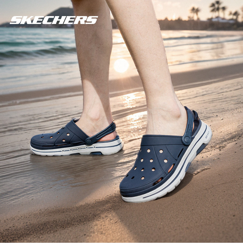 斯凯奇男鞋凉鞋夏季新款泡泡鞋凉拖鞋搭扣沙滩运动鞋休闲鞋洞洞鞋