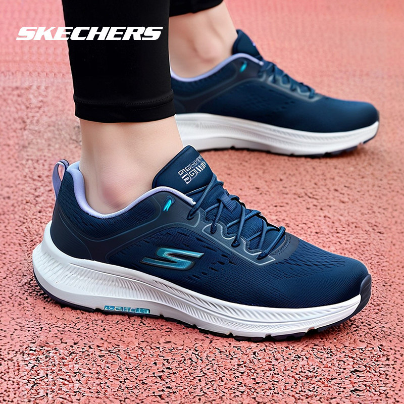 斯凯奇女鞋2026新款女子运动鞋官方正品休闲鞋海军蓝色软底跑步鞋