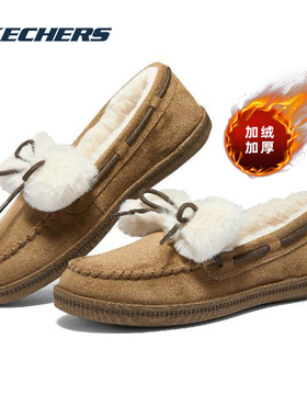 斯凯奇加绒女鞋棉鞋冬季新款休闲鞋一脚蹬穿脱健步鞋保暖二棉鞋子