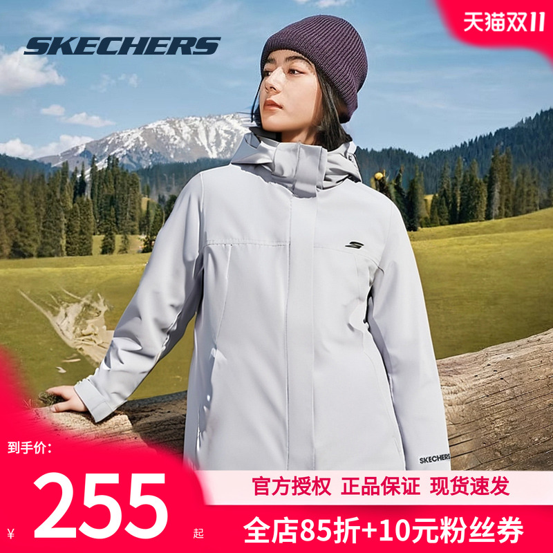 斯凯奇女装秋季新款冲锋衣式外套