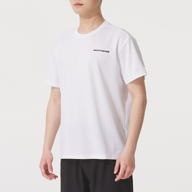 斯凯奇速干T恤男女同款夏季透气运动短袖宽松休闲上衣