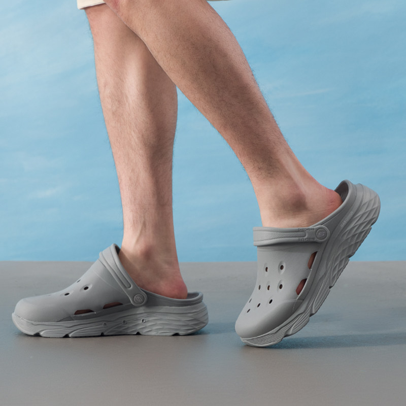 斯凯奇洞洞鞋男夏季透气运动凉鞋男士休闲沙滩鞋潮流拖鞋