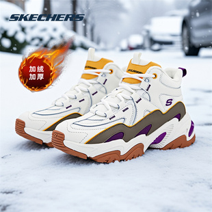 斯凯奇加绒女鞋老爹鞋冬季新款棉鞋加厚保暖休闲鞋女士软底中帮靴