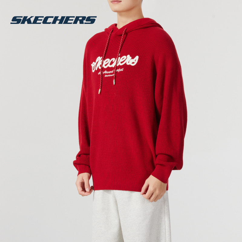 斯凯奇新年款男女款上衣2025本命年红色运动服时尚休闲卫衣套头