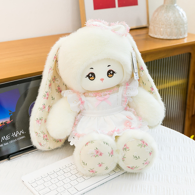 妮娜小羊正版网红小兔子垂耳兔子公主裙子蝴蝶结少女心公仔布娃娃