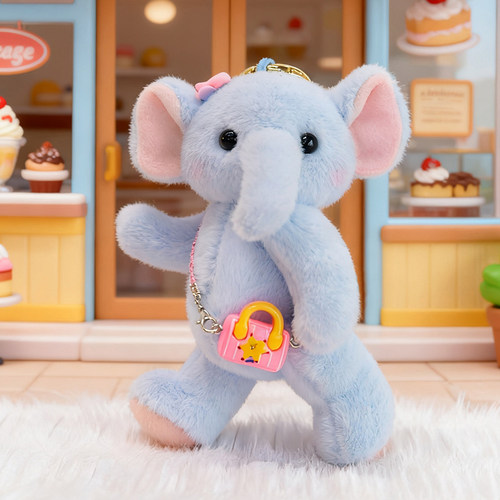 卡通棉花糖大象毛绒玩具钥匙扣