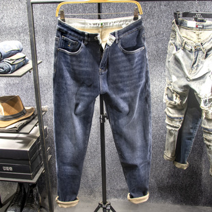 小脚裤 青年修身 子男 男冬款 三古木棉轻者质感弹力加绒加厚牛仔裤